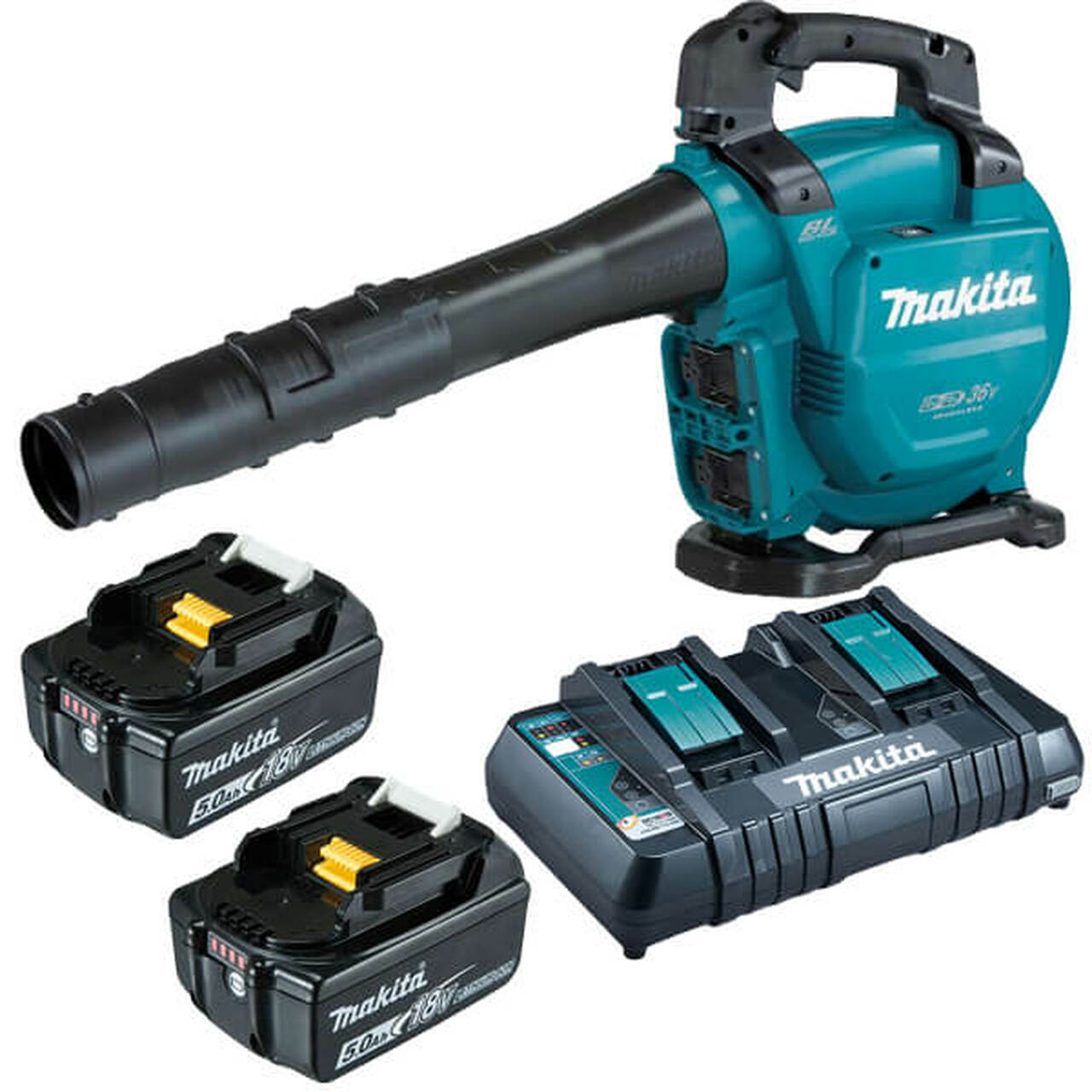 Makita Twin 18V Brushless Blower (With Vacuum Function) - Inc 2 x 5a Batteries and Charger