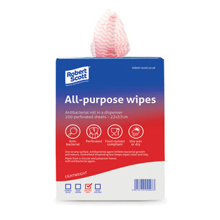 Robert Scott 100247R All Purpose Ani Bac Cloth Roll - Red (200)