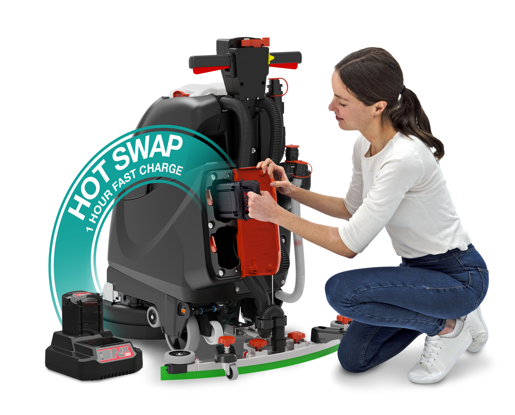 Numatic TTB3045NX-R 17" Battery Powered ReFlo Scrubber Dryer
