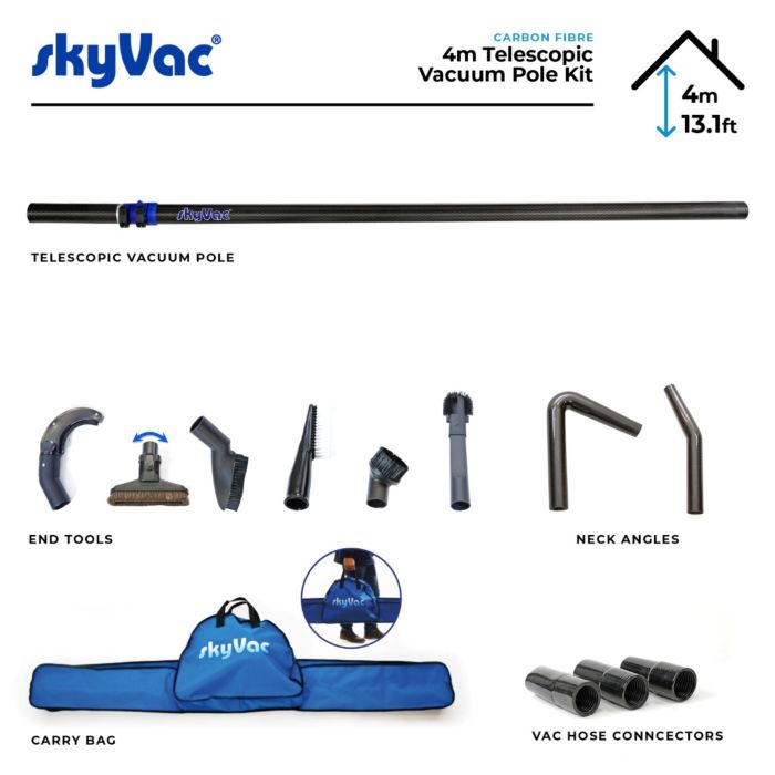 Skyvac - SKY4M-TEL - 4M CARBON FIBRE TELESCOPIC 38MM ROD - WITH FULL KIT
