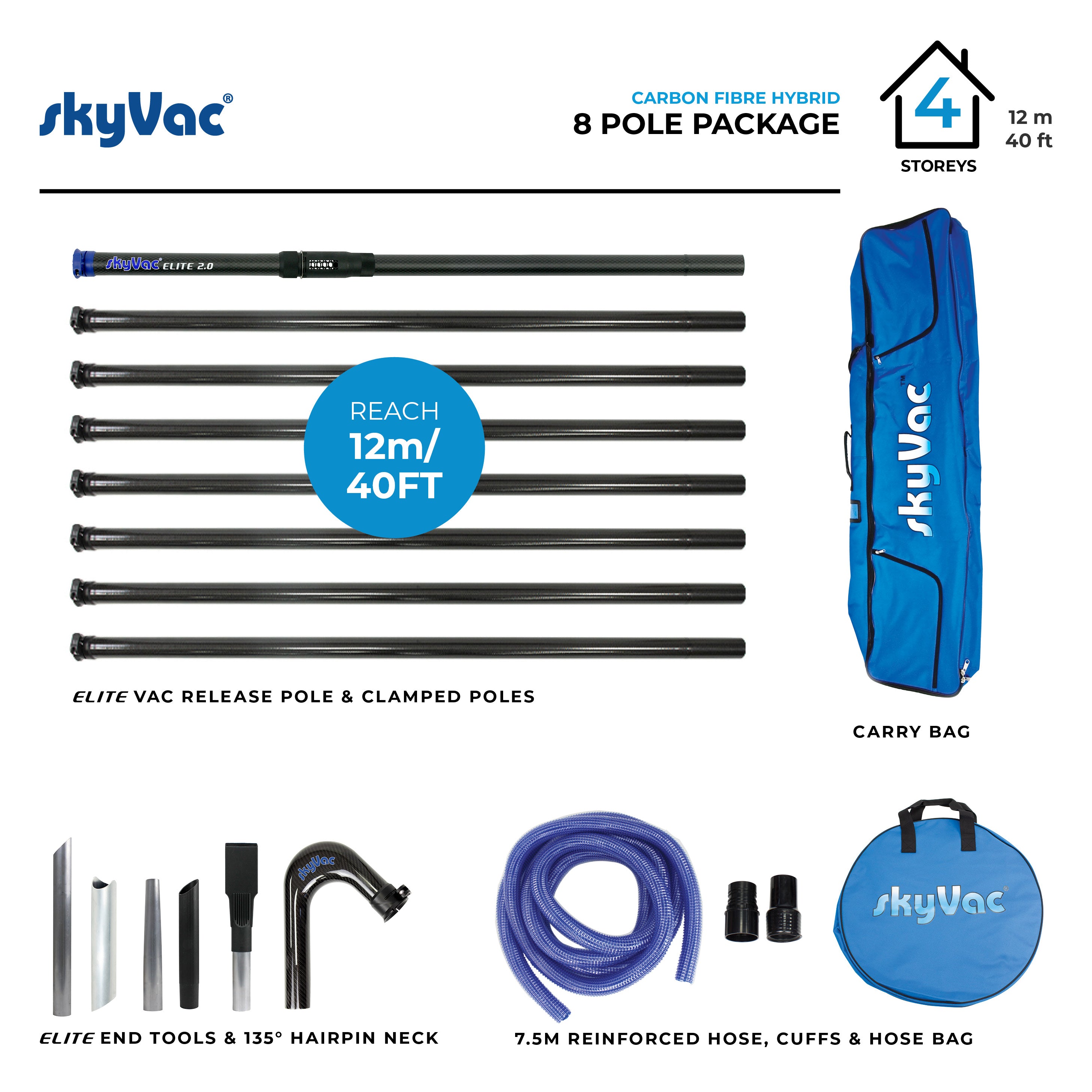 SkyVac Elite High Reach Vacuum Pole Set