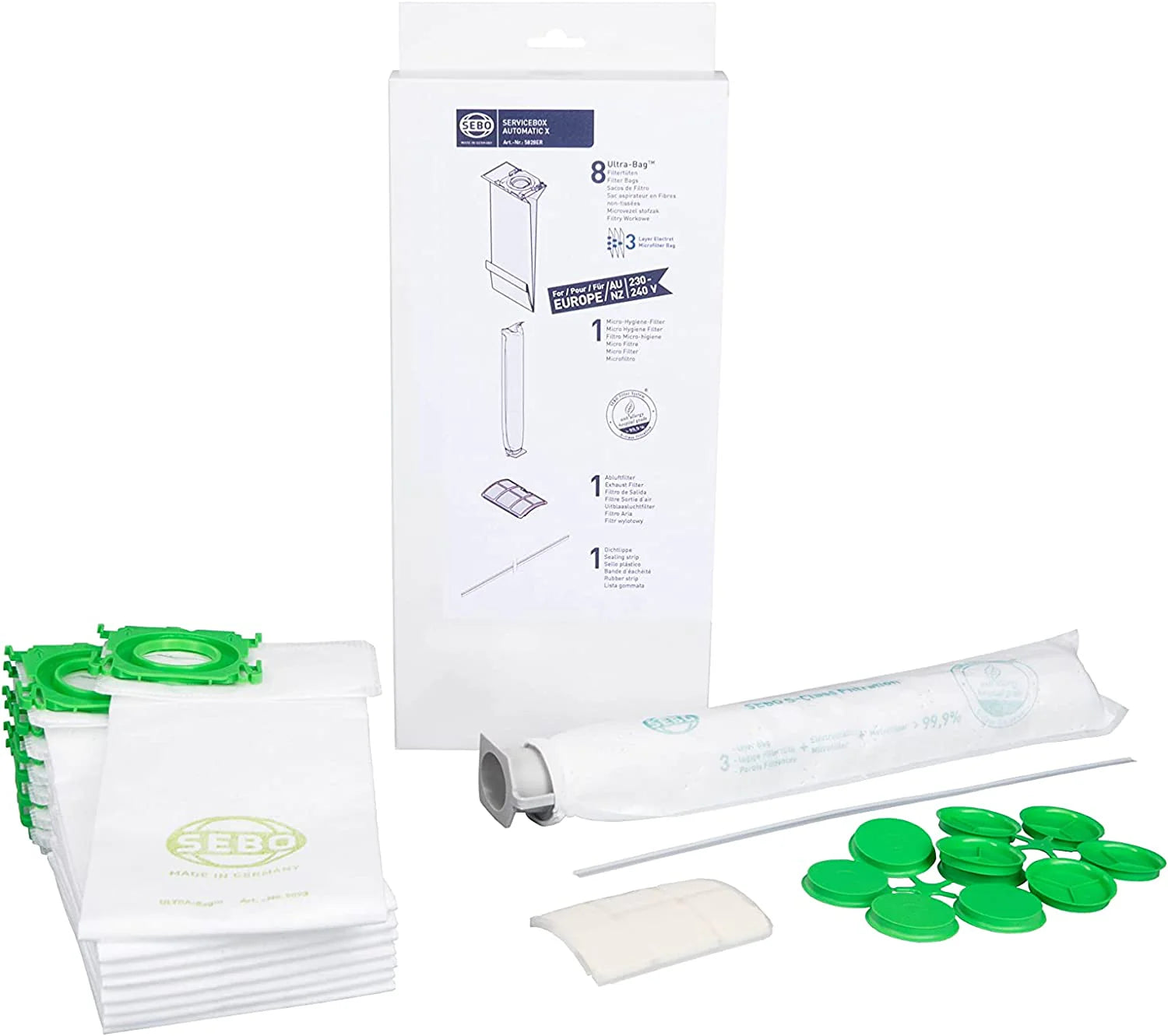 Service Box Auto X1/X1.1/X4/X5/XP with sealing strip (ultra bags x 8 plus both filters)