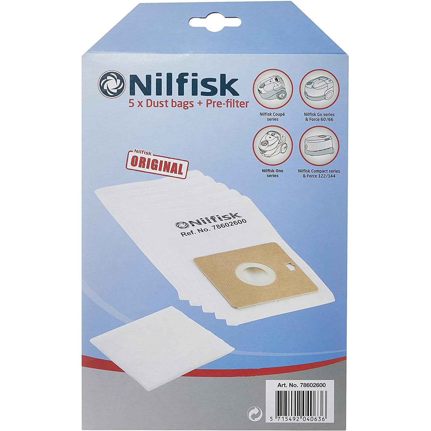 Nilfisk - 78602600 - DUST BAG 5 PCS COMPACT GO COUPE