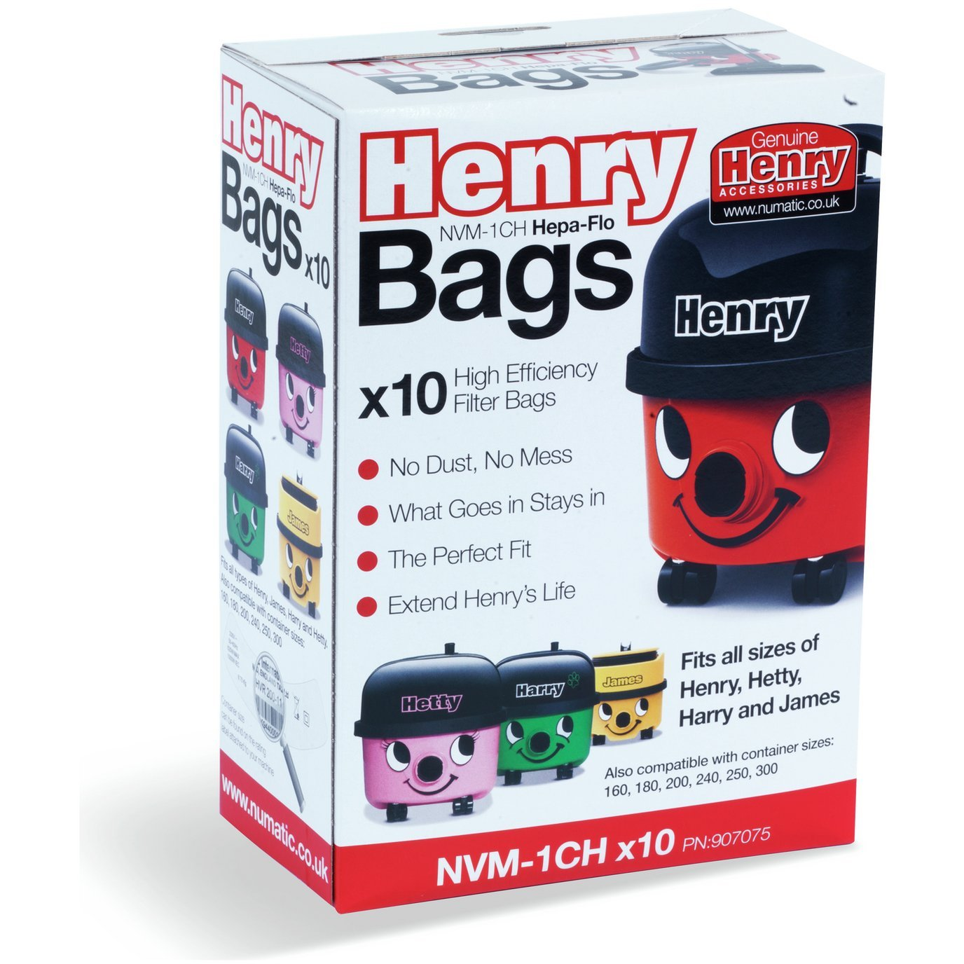 Numatic Henry NVM1CH HepaFlo Vacuum Dustbags (10)