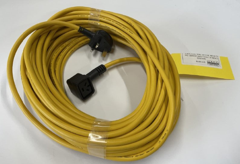 Numatic 911819 Yellow 20m x 1.5mm 3 Core Cable (UK Plug) - Twintec