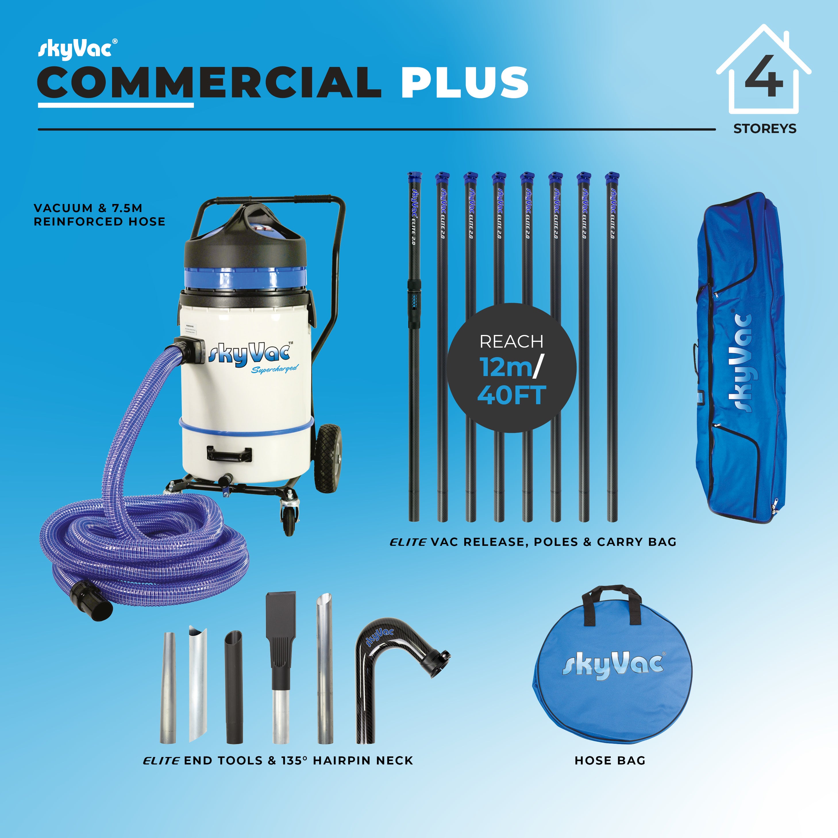 SkyVac Commercial Plus Wet & Dry Gutter Vacuum