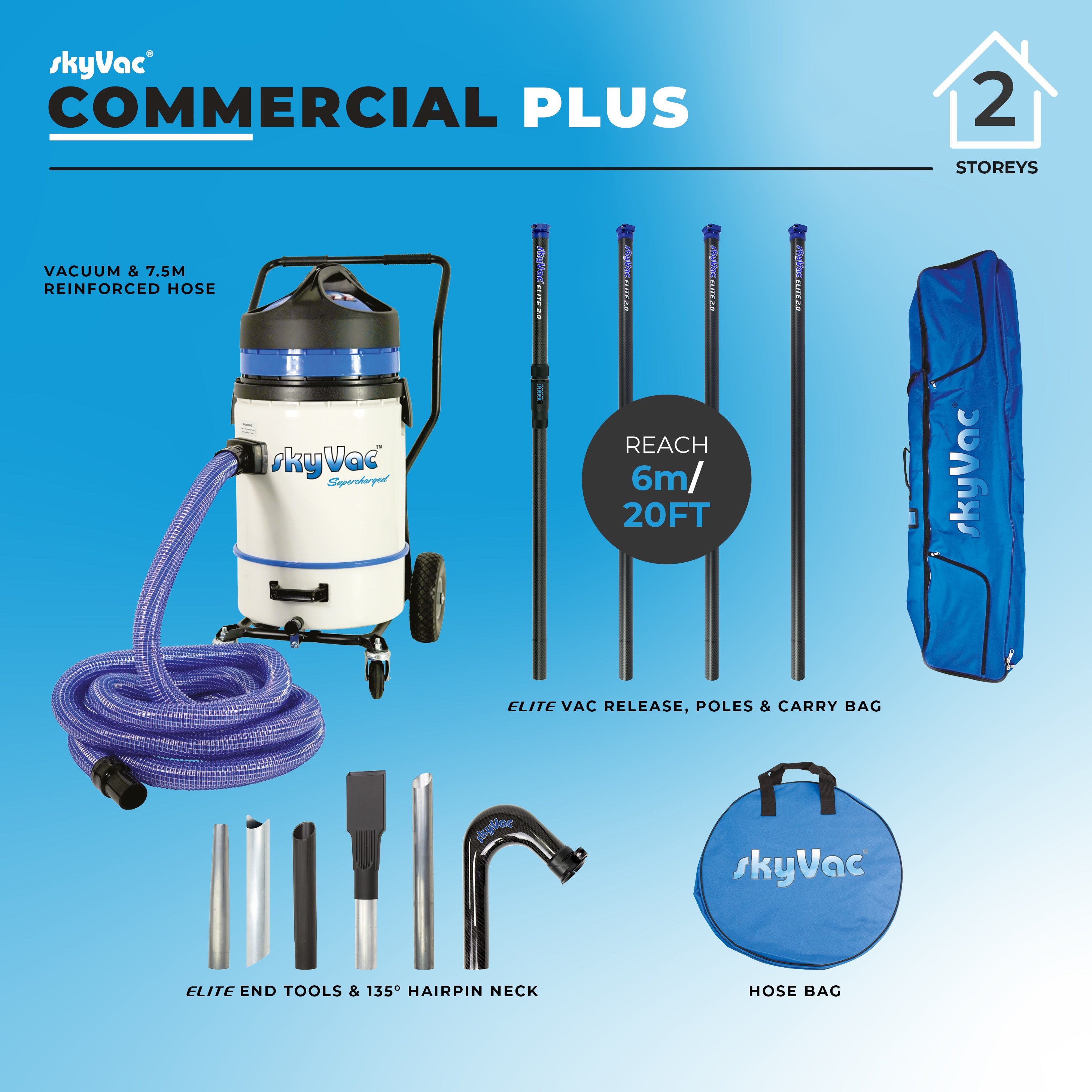 SkyVac Commercial Plus Wet & Dry Gutter Vacuum
