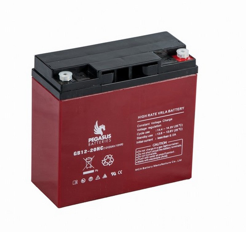 Pegasus - GB1220HC - GB12-20HC - 12v -  - MCA Monoblock  - AGM 500 Cycles - 22ah - 181 x 77 x 167 - 6kgs - T1 6MM