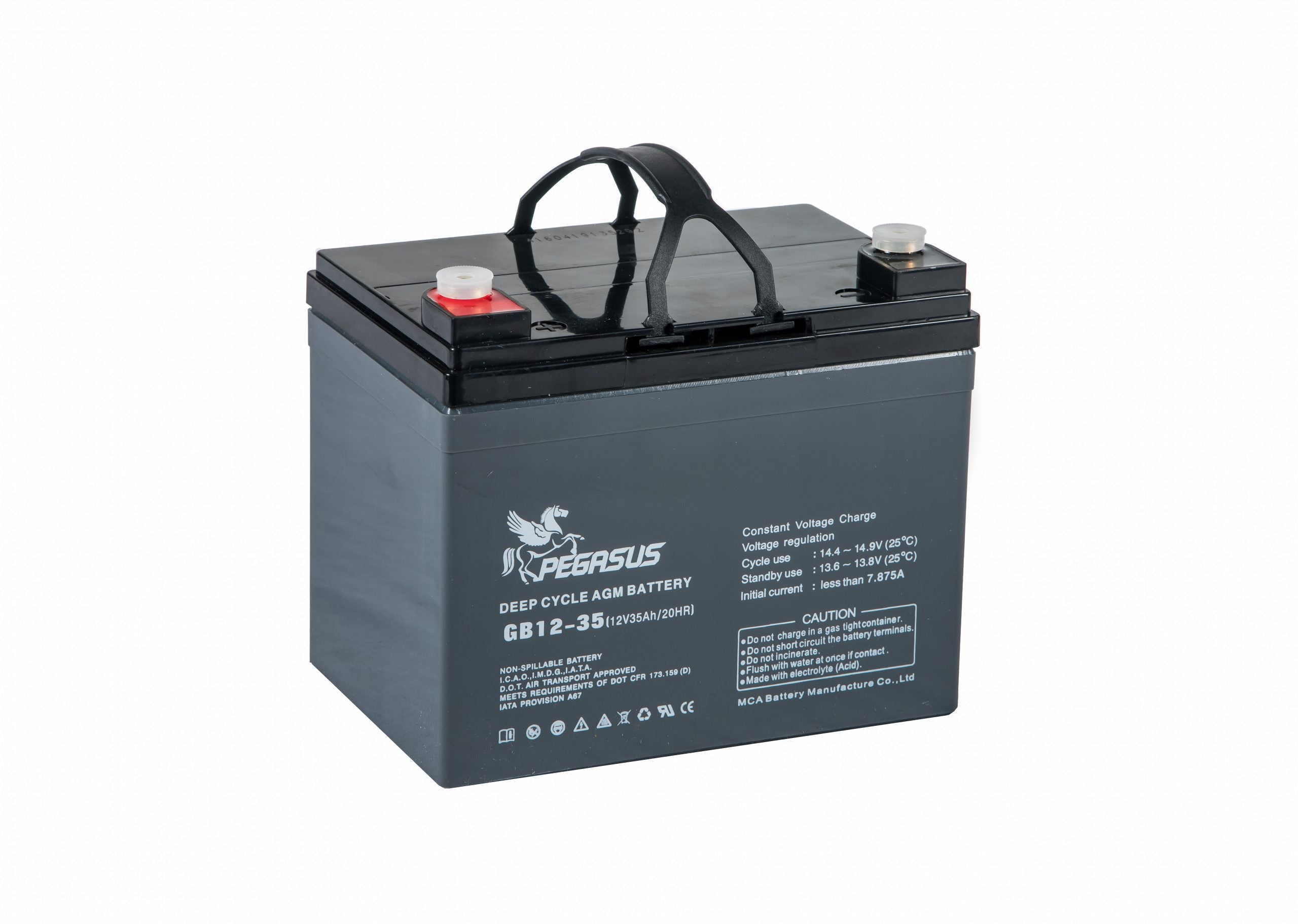 BSH - GB1235 - GB12-35 - 12v - PEGASUS - MCA Monoblock  - AGM 500 Cycles - 35ah - 196 x 130 x 167 - 10.5kgs - T3 6MM