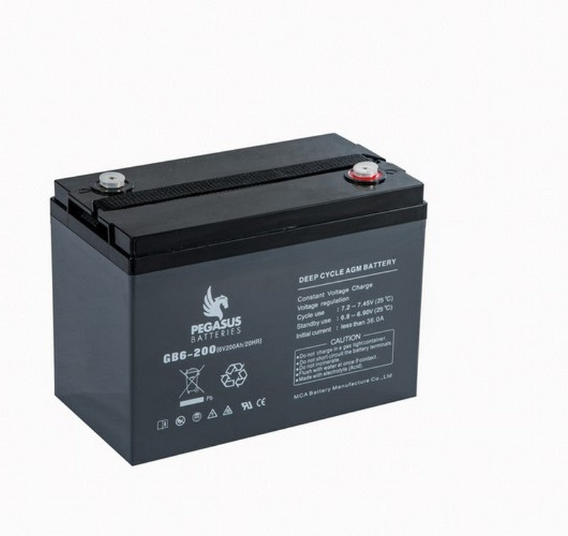 Pegasus - GB6200 - GB6-200 - 6v -  - MCA Monoblock  - AGM 500 Cycles - 200ah - 306 x 168 x 225 - 30kgs - T5 8MM