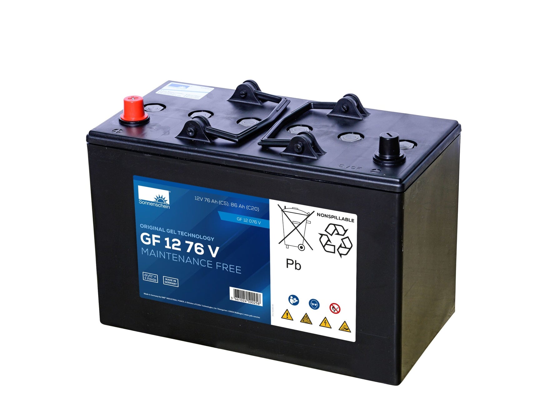 Sonnenschein - GT12075 - GT12075 12v - 86ah  TAB motion Gel 700 Cycles  - 352 x 175 x 232 - 29 kgs