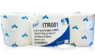 Midlands - ITR001 - Esfina Mini Jumbo Toilet Roll 60mm Core (12pack)