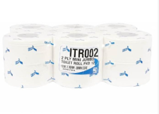 Midlands - ITR002 - Paper - 2 ply white mini jumbo 3"/80mm Core (pack 6)