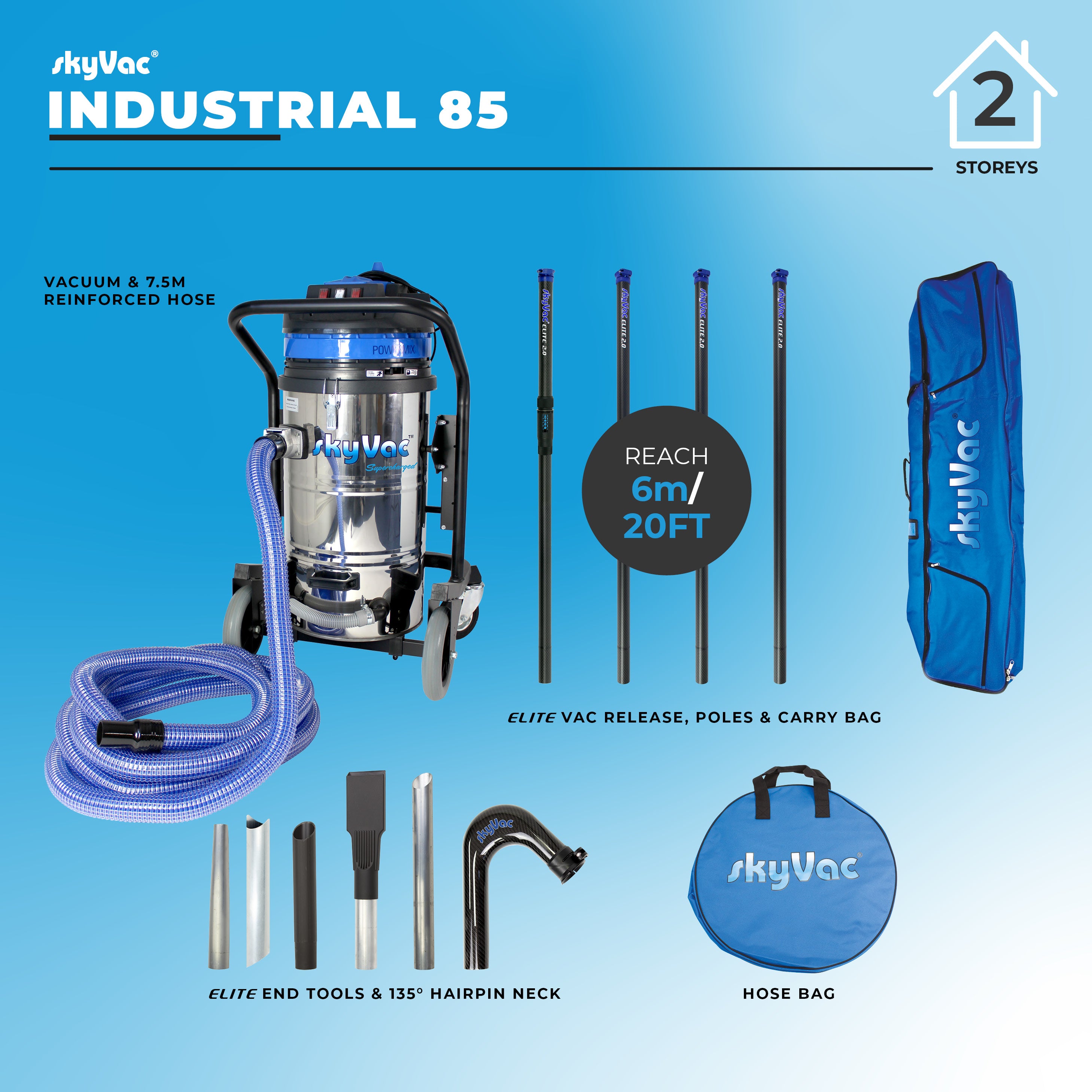 SkyVac Indusrial 85 Wet & Dry Gutter Vacuum