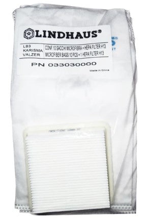 Lindhaus 033030000 - LB3 Upright Microfibre Bags (10) and H13 Filter