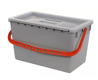 22 LITRE RED BUCKET WITH CLEAR DROP ON LID