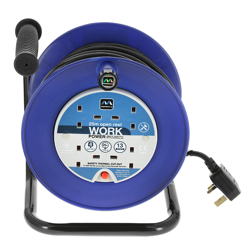 Qualtex - JEGJA077A - 4 GANG 13AMP 25 METRE EXTENSION REEL AND THERMAL OVERLOAD
