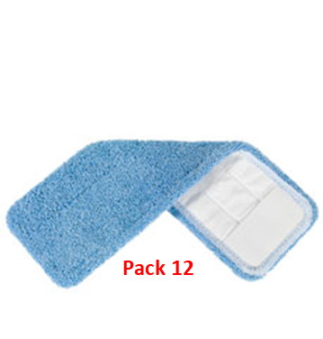 906463 - Numatic Slalom 40cm microfibre pocket mop bluetec (12 pack) Blue - Fits Spraymop