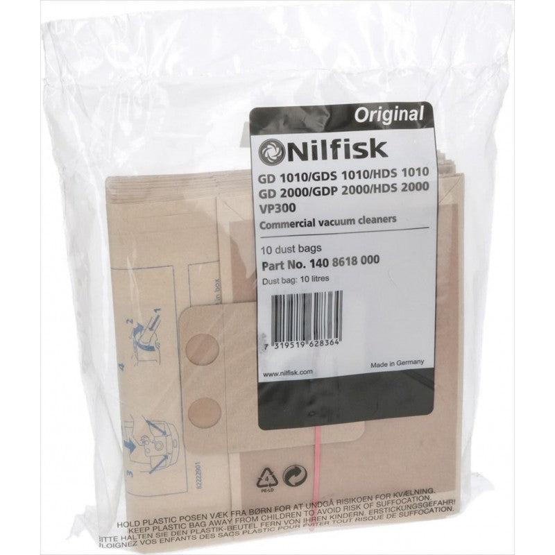 Nilfisk - 1408618000 - DUST BAG GD/ VP RANGE - PAPER - PK10