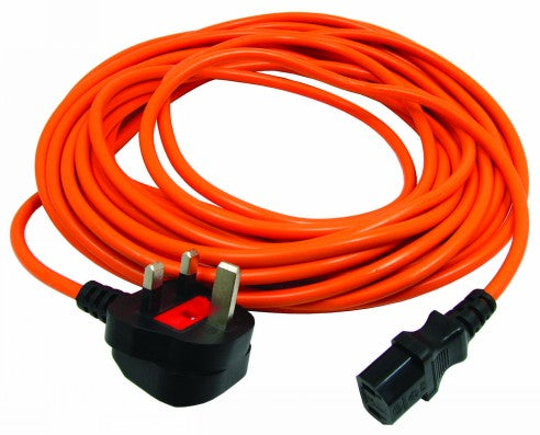 1.0mm 12 Metre 2 Core Orange Cable with Straight IEC Plug - FLX91