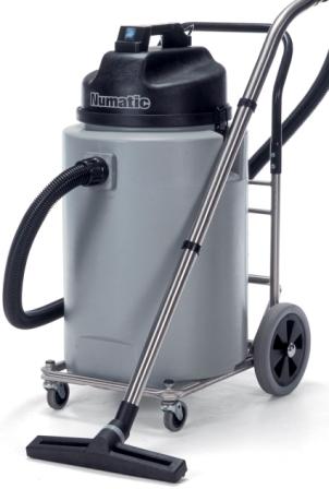 a front view of the grey vacuum cleaner