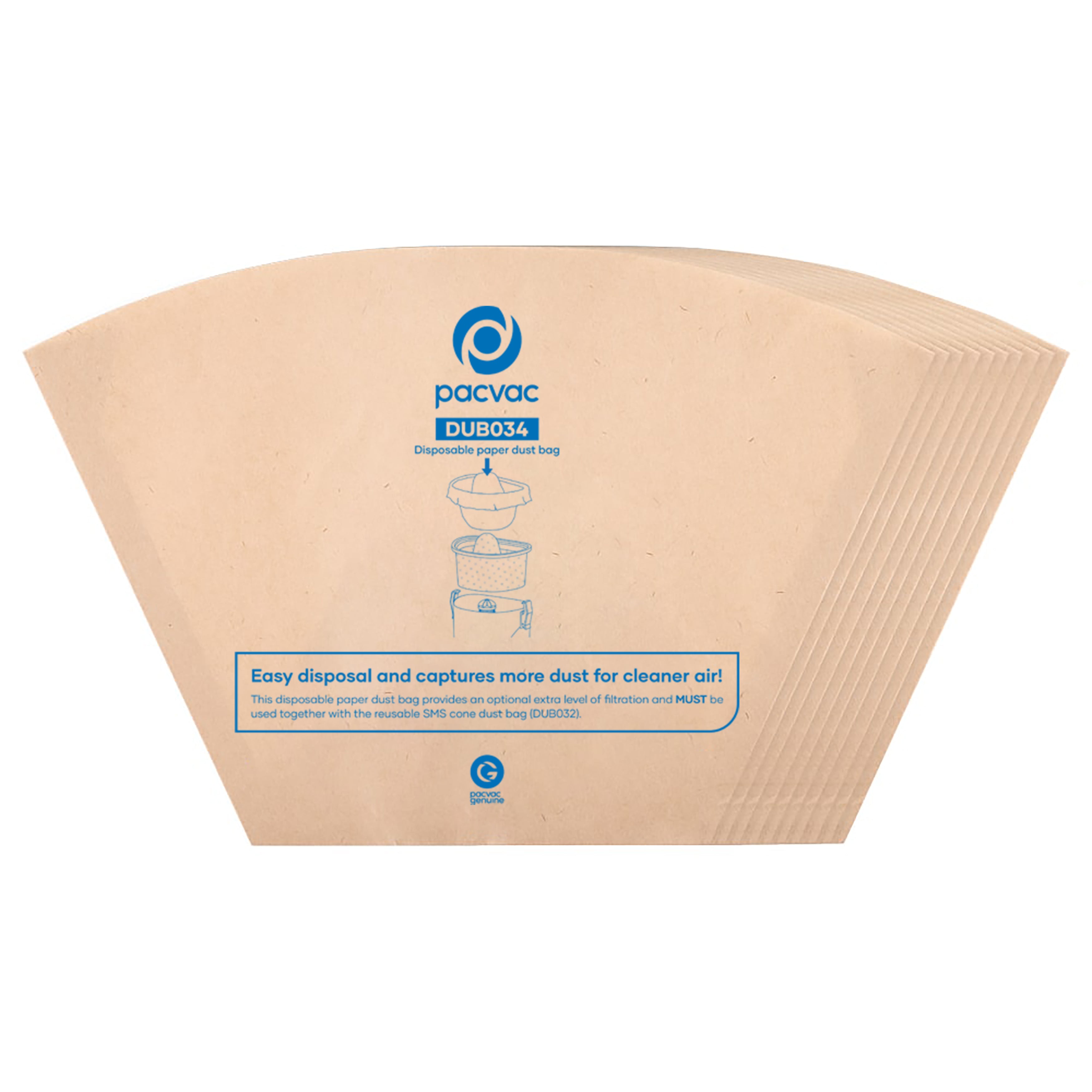 Pacvac Velo Disposable Paper Dust Bags (10) - DUB034