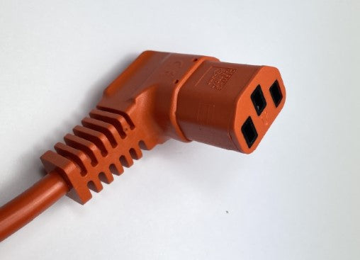 1.0mm 12 Metre 3 Core Orange Cable with Right AngIed IEC Plug - FLX85 - Fits multiwash machines