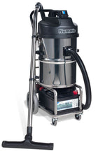 a front view of the machine showing the battery and the tool