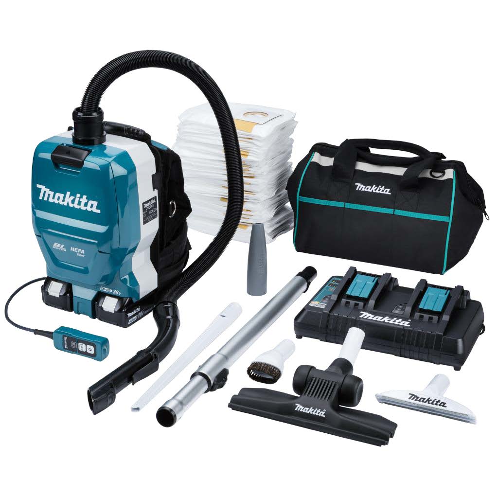 Makita DVC261 Twin 18v Backpack Vacuum - 5 PACKS FREE BAGS